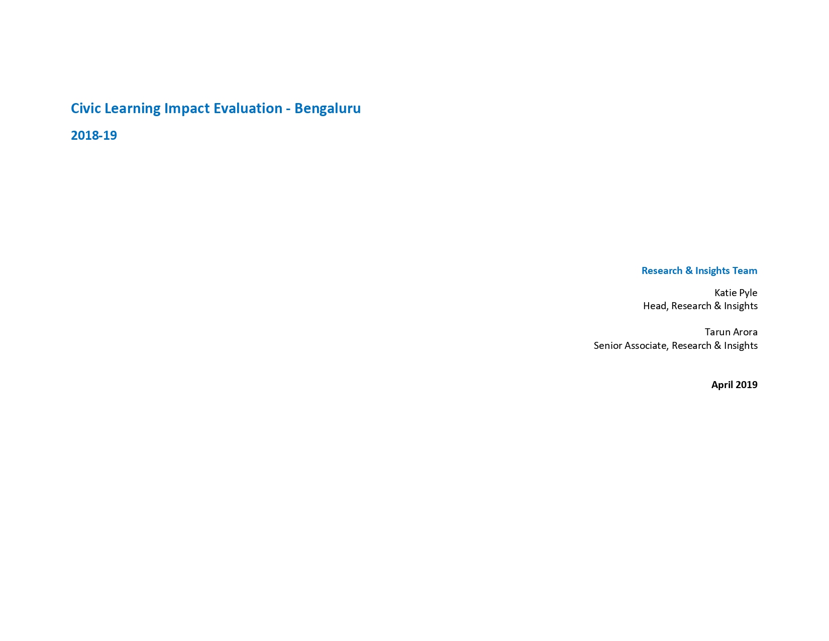 Civic Learning Impact Evaluation - Bengaluru
